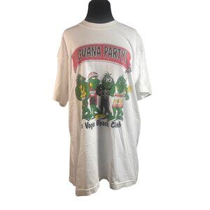 Mens 90s Las Vegas Beach Club Graphic Tshirt Size XL Iguana Party